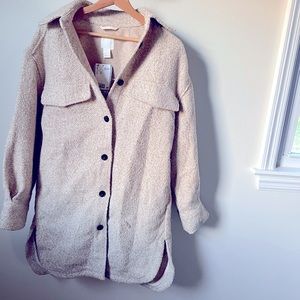 H&M Women’s Long Shirt Jacket in Light Beige
